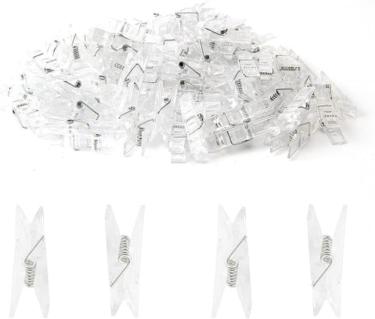 Mini Clear Utility Plastic Clip,Clothespins for Paper Clothes Photo Small Card Message Sealed Bag,Pack of 100