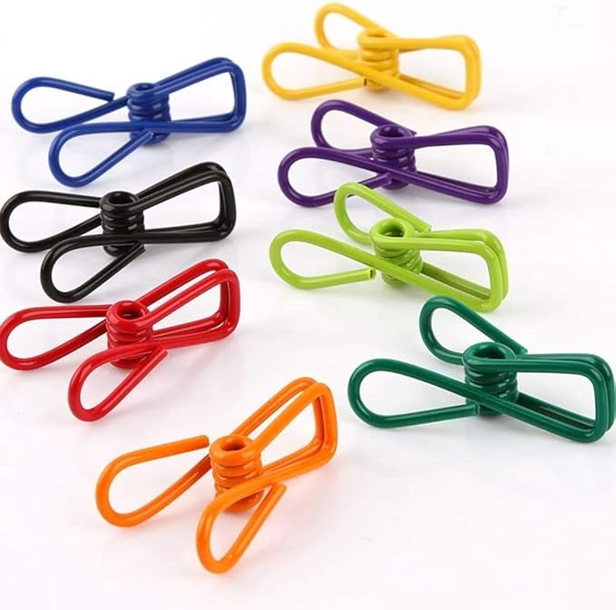 30 Pcs 2 Inch 10 Different Random Colors Chip Clips, PVC Coating High Elasticity Strength Clothes Pins, Food Clips and Bag Clips