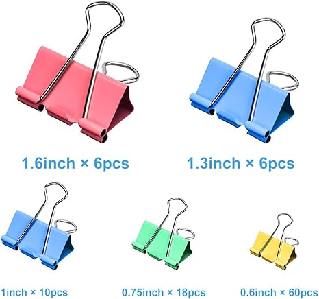 Binder Clips, 100 Pcs Binder Clips Assorted Sizes, Large, Medium, Small, Mini Binder Clips Combination, Can Meet Most of The Daily Needs