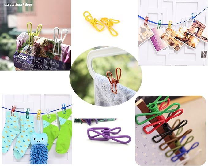 30 Pcs 2 Inch 10 Different Random Colors Chip Clips, PVC Coating High Elasticity Strength Clothes Pins, Food Clips and Bag Clips