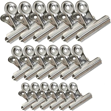 Chip Clips Bag Clips Food Clips, 18 Packs 3 Sizes Heavy Duty Stainless Steel Clips for Bag, All-Purpose Air Tight Seal Clip Cubicle Hooks for Office School Kitchen